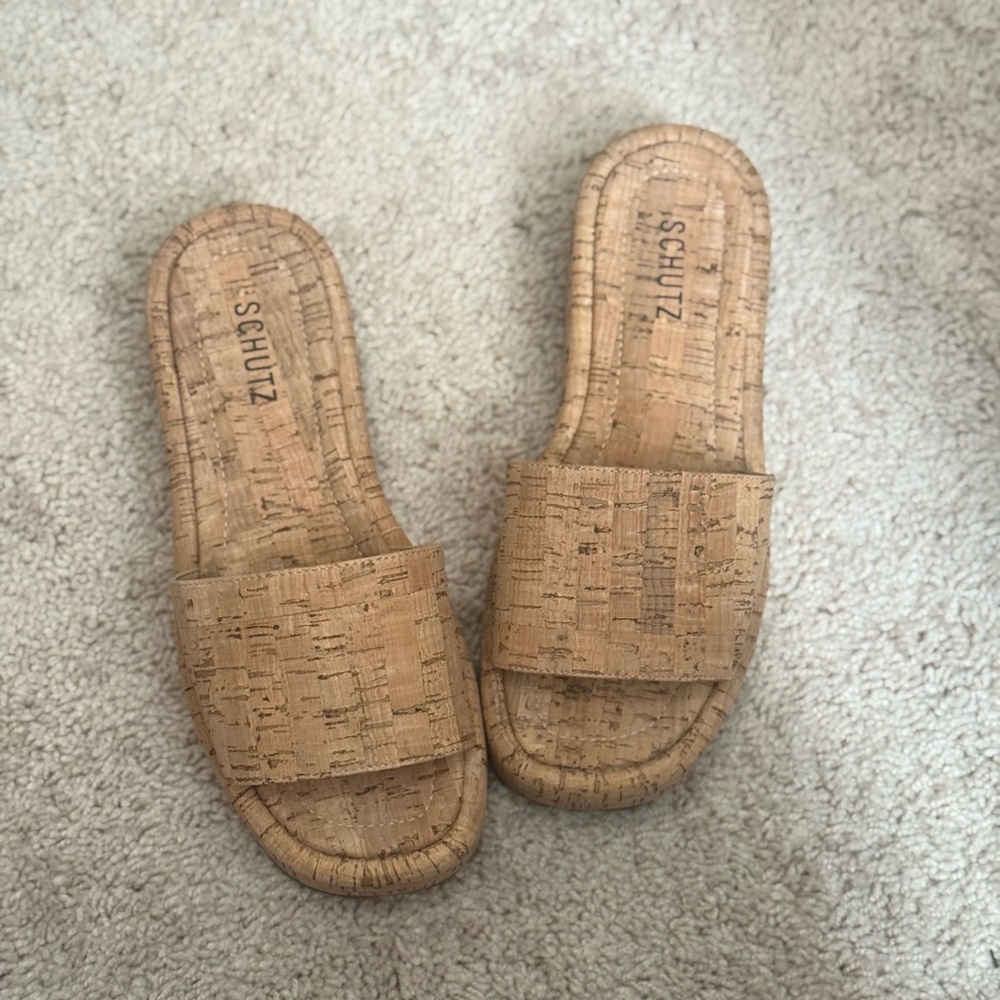 SCHUTZ Women's Yara Cork Flatform Sandals Size 8